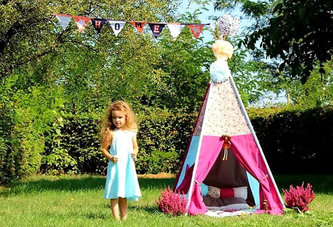 Cort TeePee Fucsia - jucării și echipamente pentru copii - corturi, căsuțe de copii - Artynos.ro