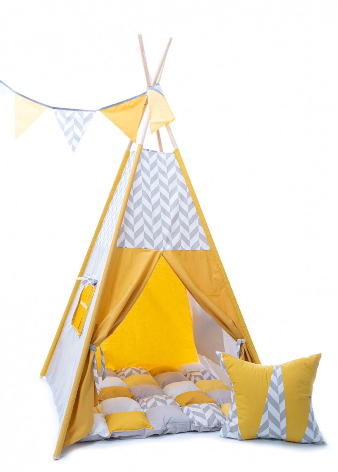 Cort TeePee Galben-gri - jucării și echipamente pentru copii - corturi, căsuțe de copii - Artynos.ro