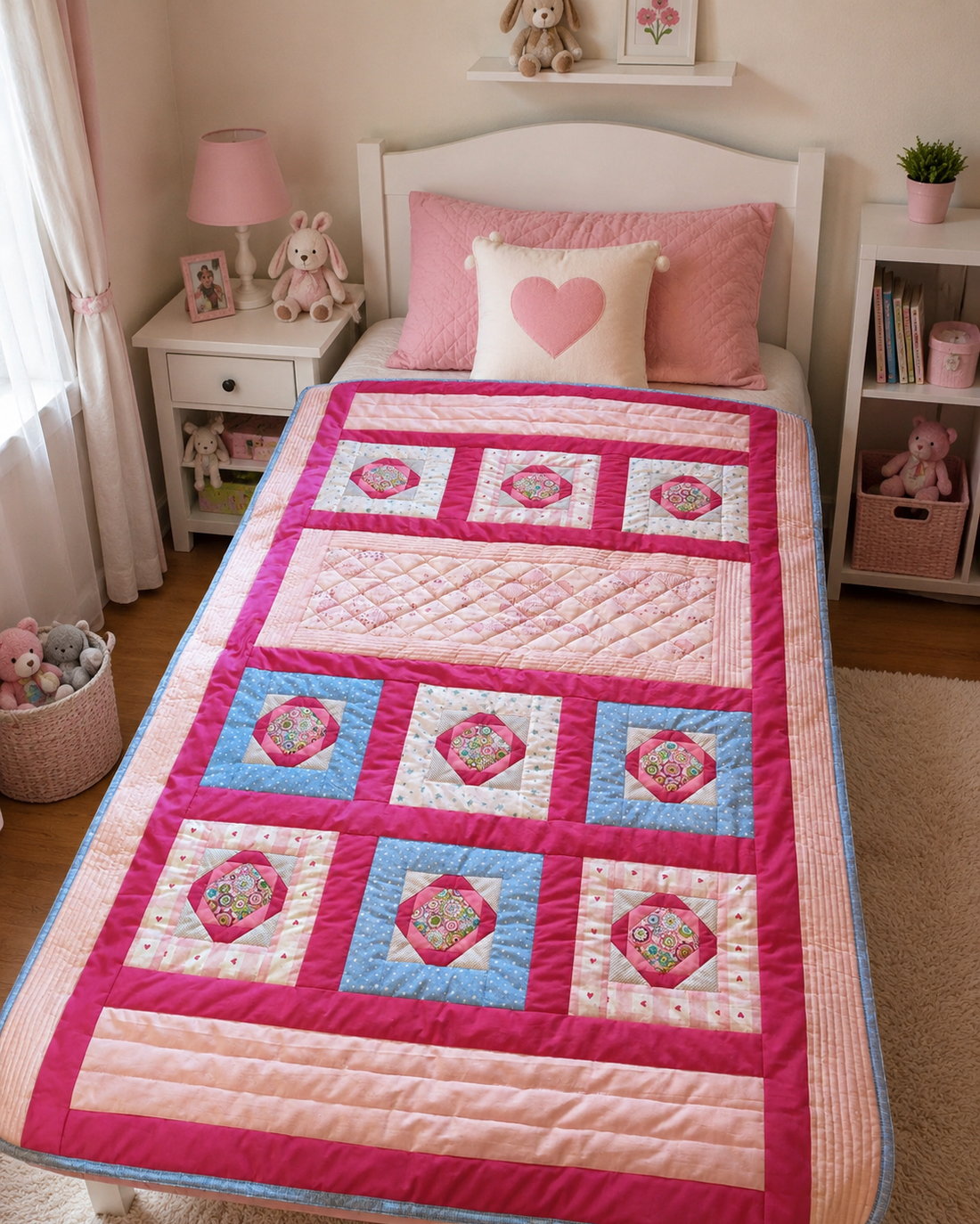 Cuvertura Patchwork - Coeur de maman 1 - casă & stil de viață - textile de casă - cuvertură de pat - Artynos.ro