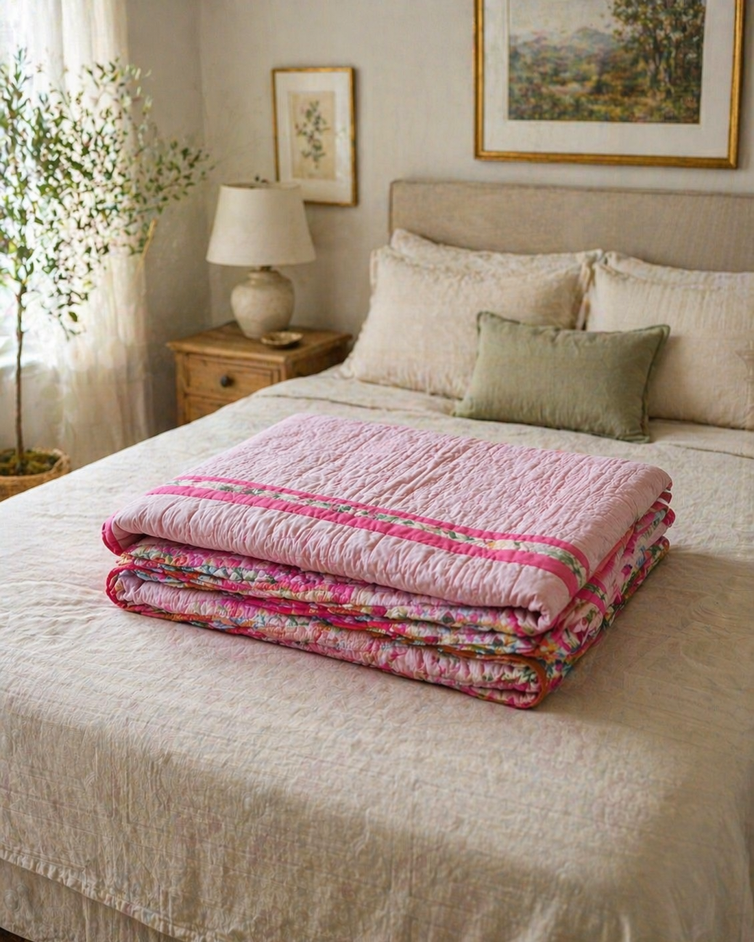 Cuvertura Patchwork Rose Blush - casă & stil de viață - textile de casă - cuvertură de pat - Artynos.ro