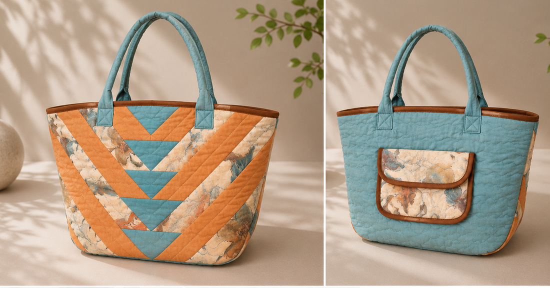 Geanta Patchwork cu organizator detasabil - Aquarelle - genți și portofele - geantă pentru cumpărături - totebaguri - Artynos.ro