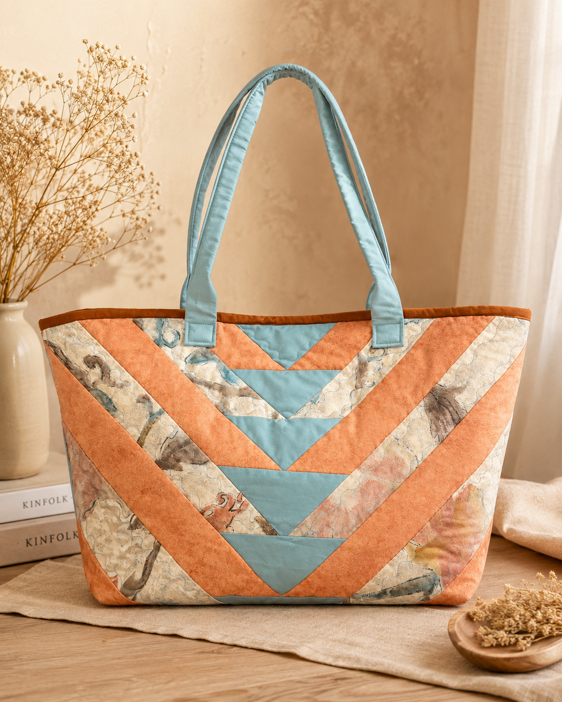 Geanta Patchwork cu organizator detasabil - Aquarelle - genți și portofele - geantă pentru cumpărături - totebaguri - Artynos.ro