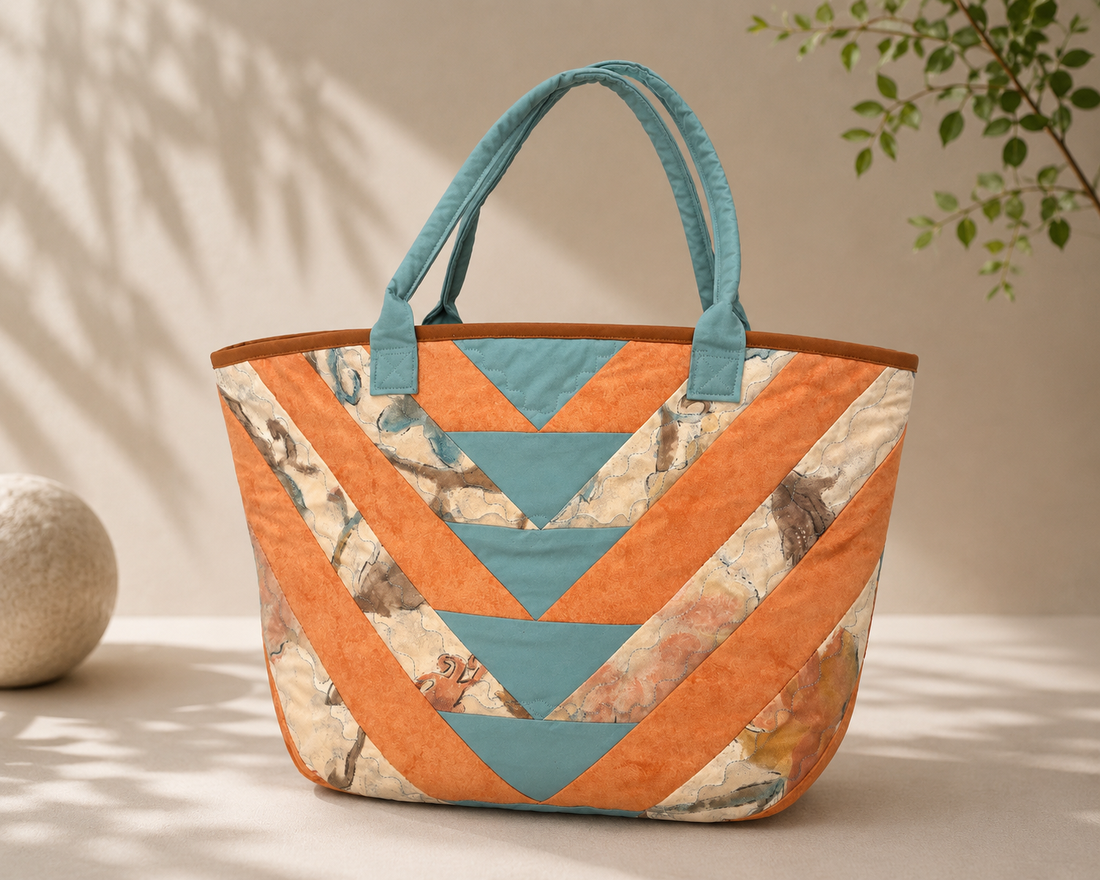 Geanta Patchwork cu organizator detasabil - Aquarelle - genți și portofele - geantă pentru cumpărături - totebaguri - Artynos.ro