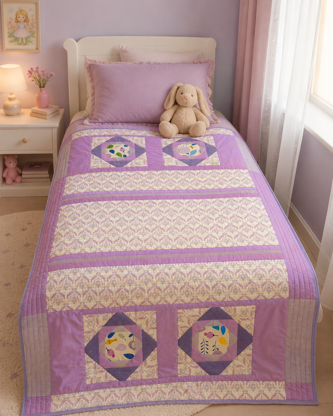 Cuvertură patchwork pentru copii � Grădina Lila - casă & stil de viață - textile de casă - cuvertură de pat - Artynos.ro