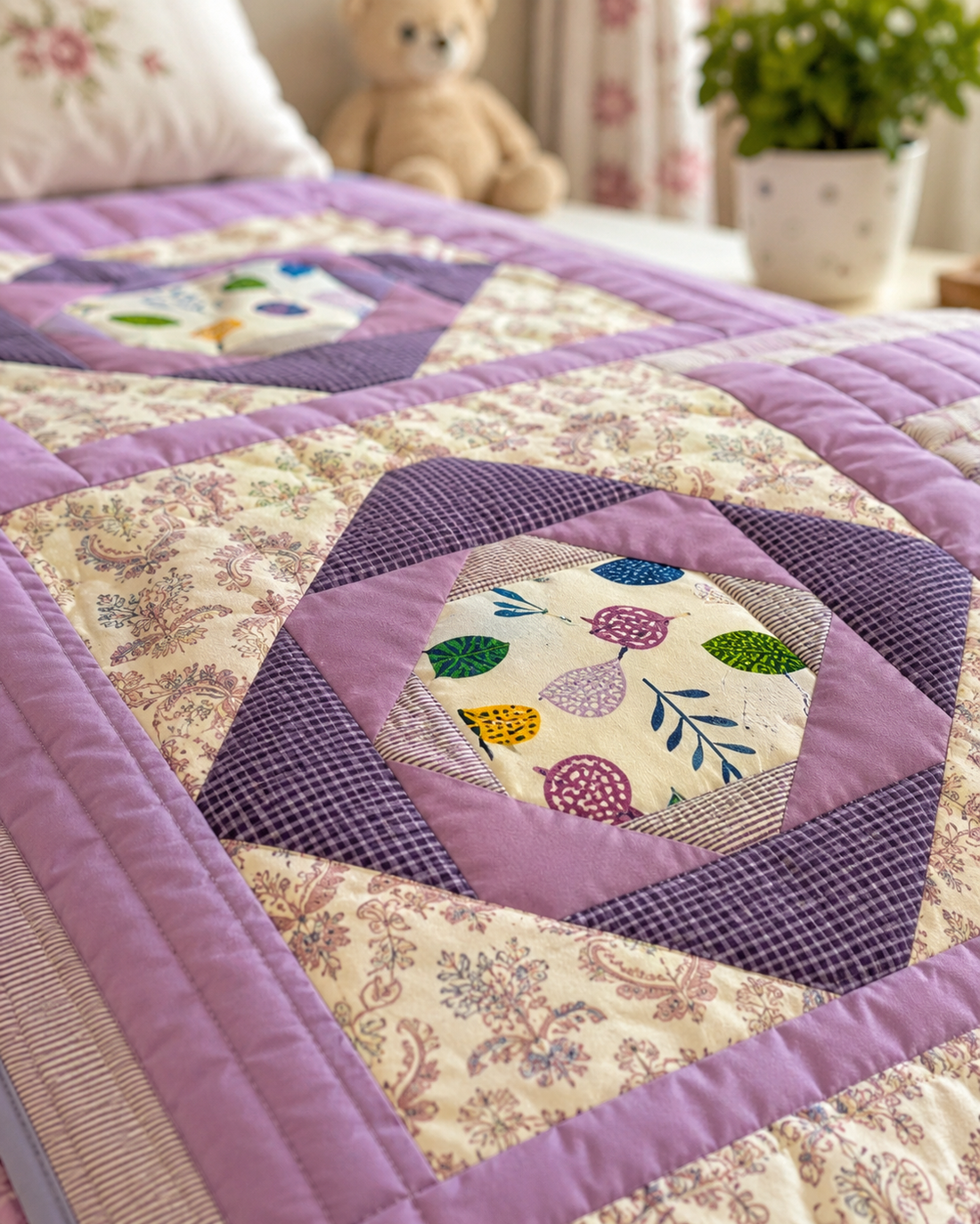 Cuvertură patchwork pentru copii � Grădina Lila - casă & stil de viață - textile de casă - cuvertură de pat - Artynos.ro