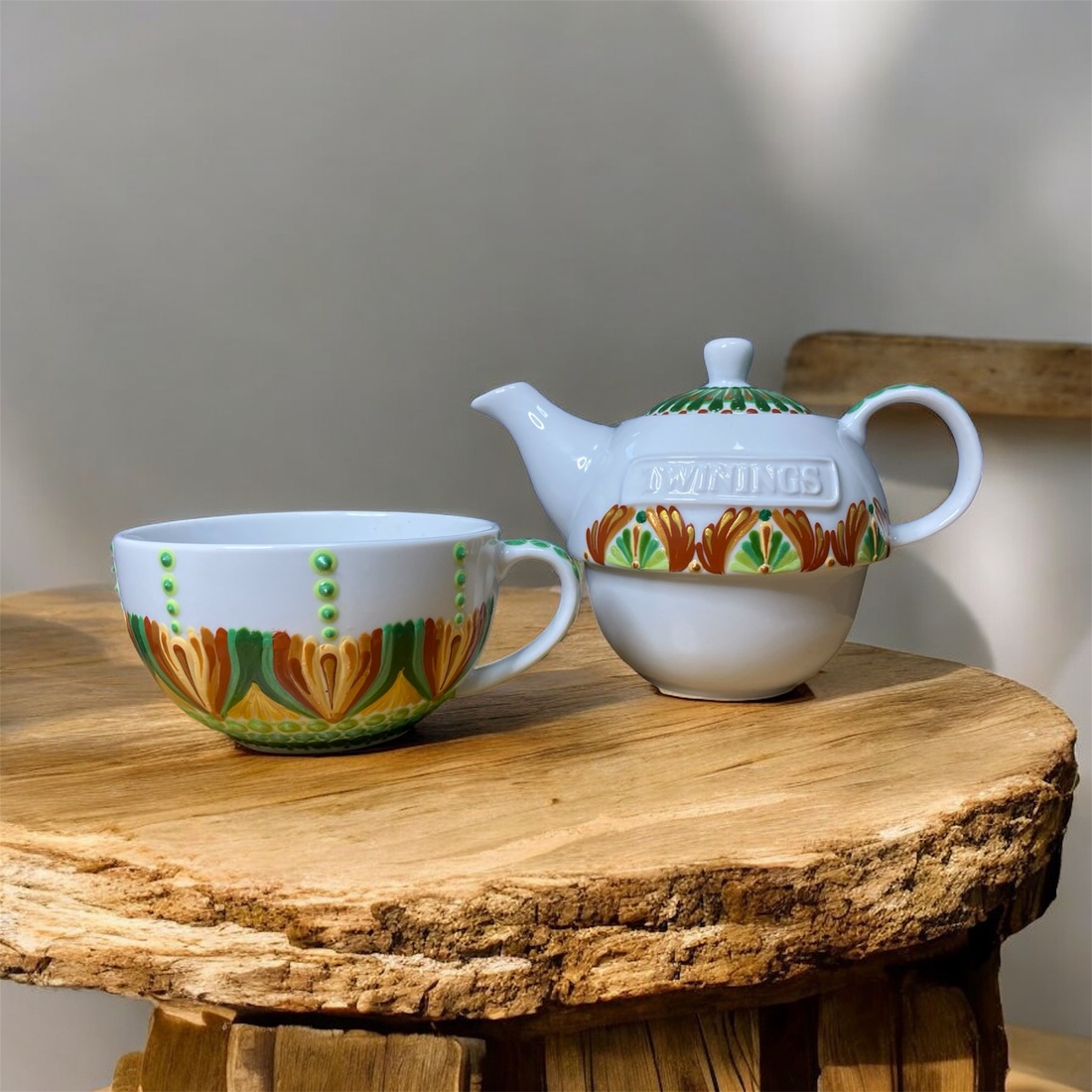 Ceainic - pictat manual - casă & stil de viață - echipamente de bucătărie - accesorii de depozitare  - cutie ceai și cafea - Artynos.ro