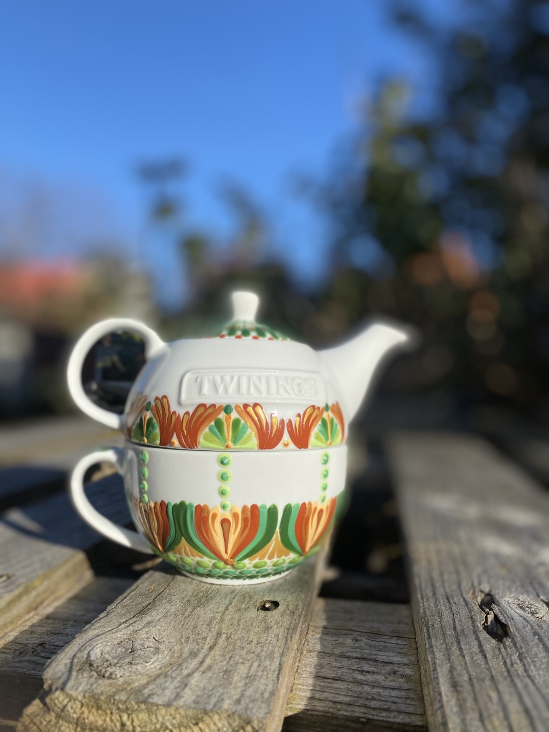 Ceainic - pictat manual - casă & stil de viață - echipamente de bucătărie - accesorii de depozitare  - cutie ceai și cafea - Artynos.ro