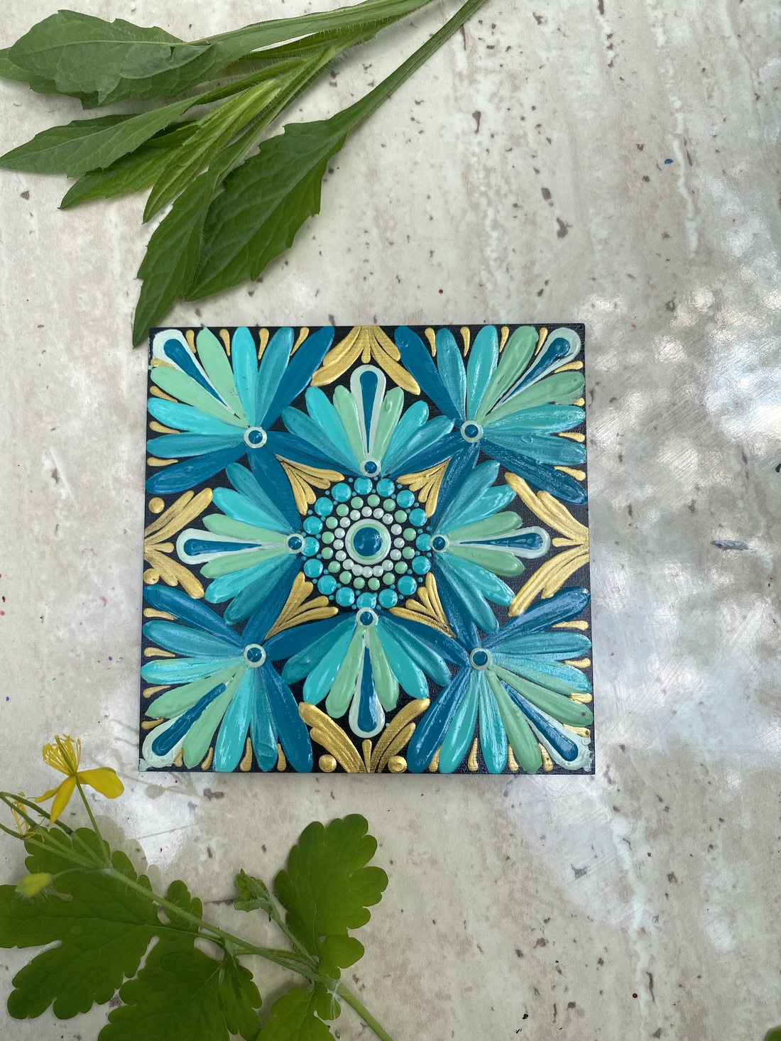 Set cana pictata manual + coaster - casă & stil de viață - echipamente de bucătărie - accesorii de depozitare  - cutie ceai și cafea - Artynos.ro