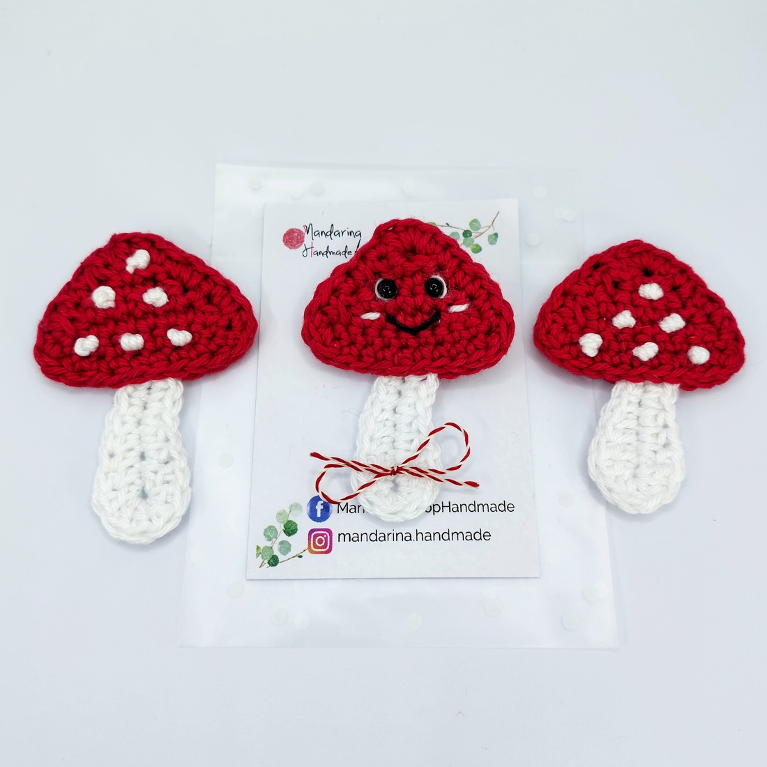 Ciupercuță din bumbac, mărțișor croșetat  - bijuterii - mărțișor - Artynos.ro