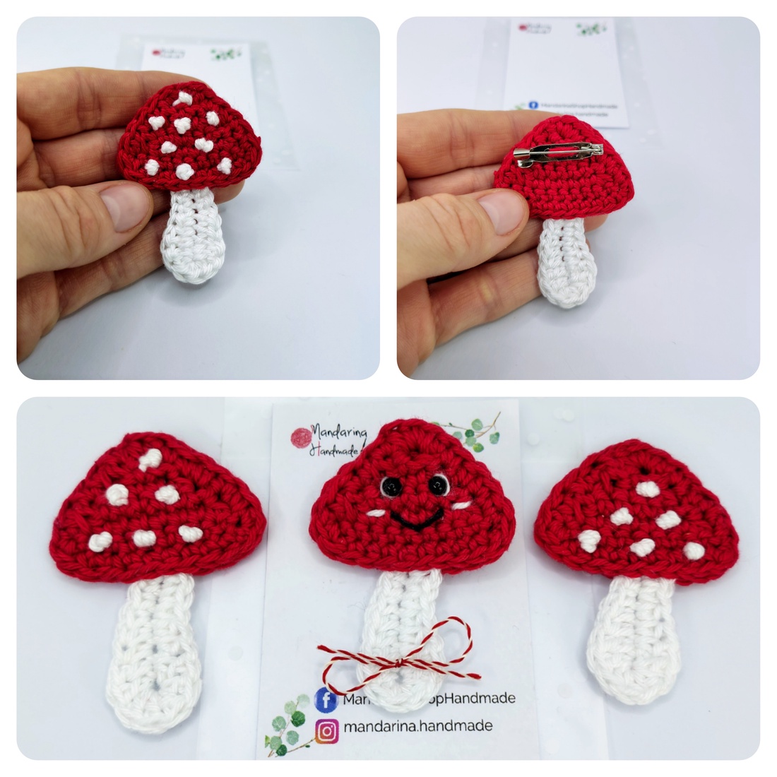 Ciupercuță din bumbac, mărțișor croșetat  - bijuterii - mărțișor - Artynos.ro