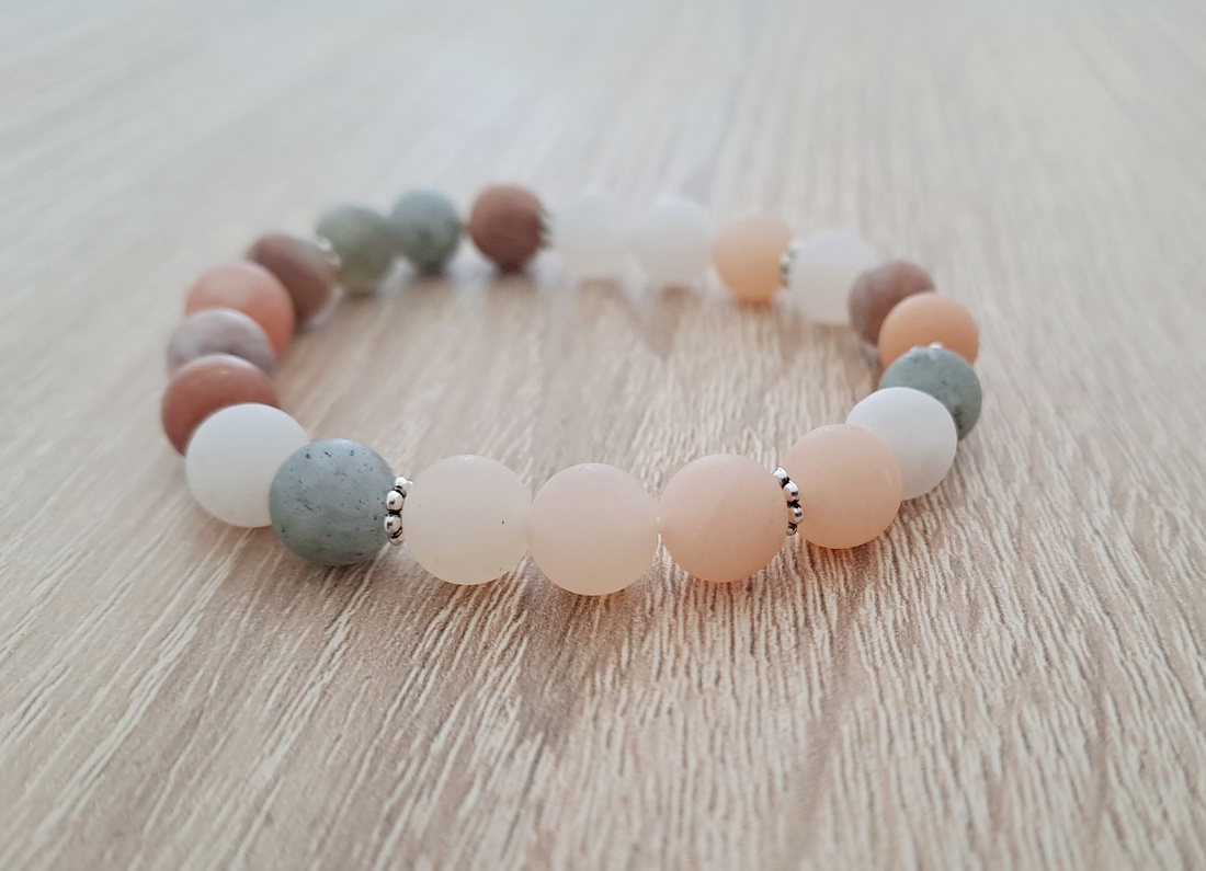 Bratara minerala Moonstone-Sunstone - bijuterii - brățări - brățară cu mărgele - Artynos.ro