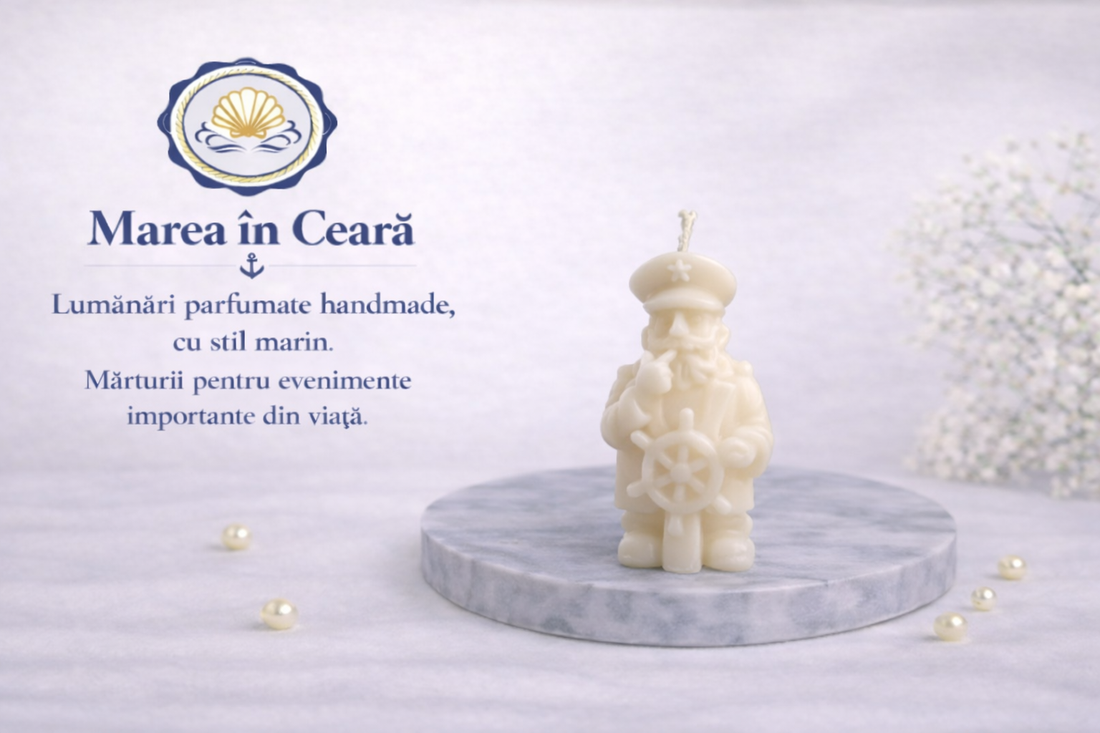 Lumânare decorativă Căpitan Maritim � handmade Marea în Ceară - accessorii și unelte - materie primă mixtă - lumânare - Artynos.ro