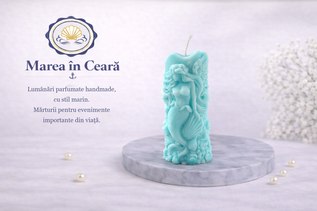 Lumânare decorativă Sirenă � stil marin, handmade  Marea în Ceară - accessorii și unelte - materie primă mixtă - lumânare - Artynos.ro