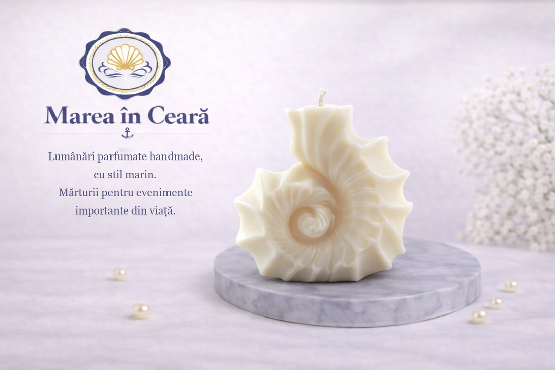 Lumânare parfumată handmade Cochilie marină � Marea în Ceară - accessorii și unelte - materie primă mixtă - lumânare - Artynos.ro