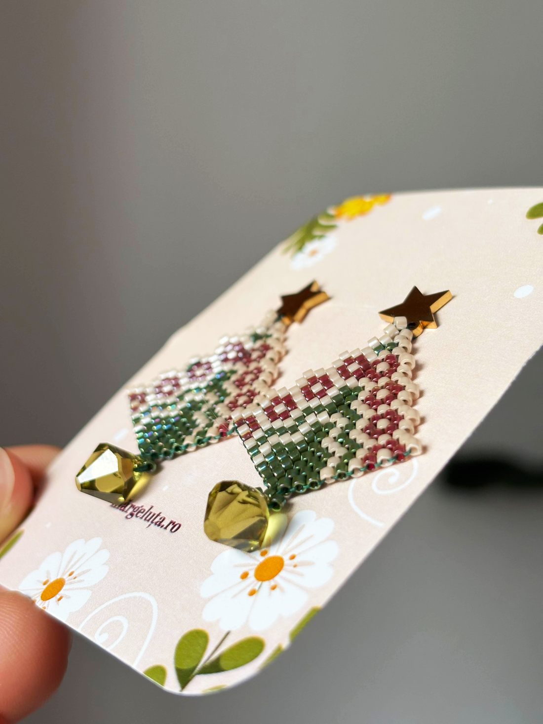 Cercei bradut  - bijuterii - cercei - cercei din mărgele - Artynos.ro