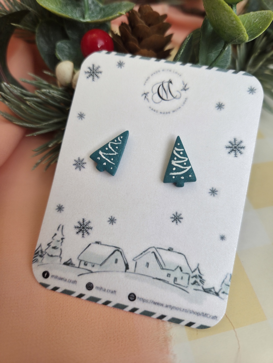 Cercei mini brăduț - crăciun - cadouri de moș crăciun - cadouri de moș crăciun - Artynos.ro