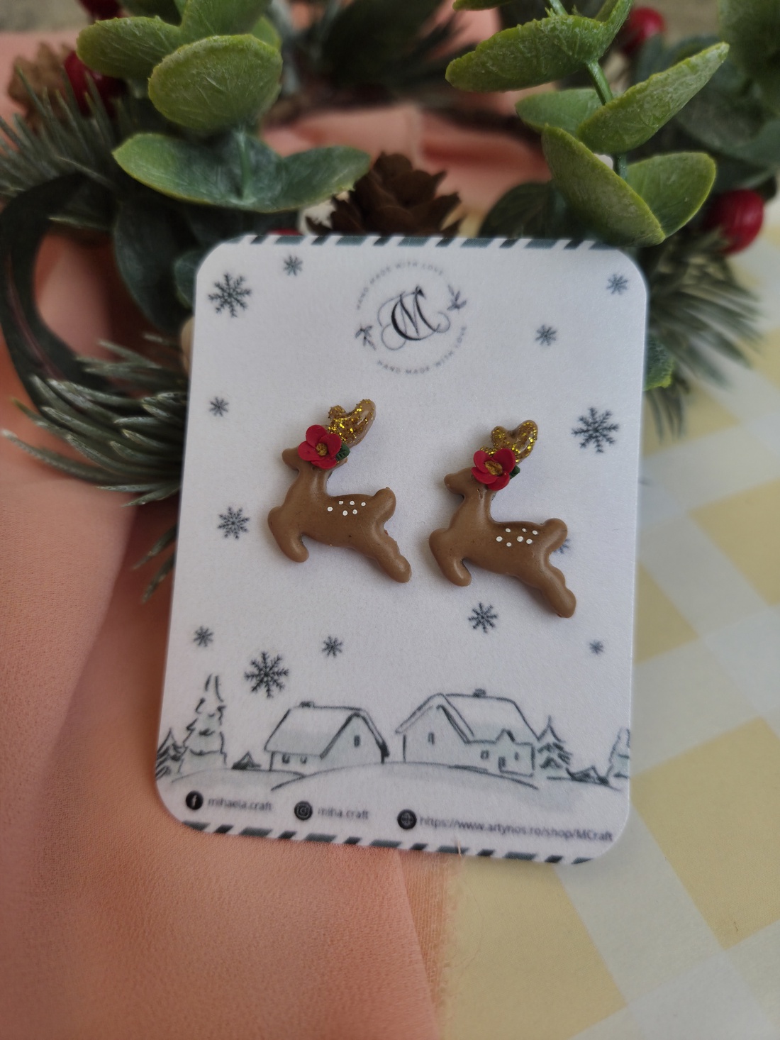 Cercei țintă ren - crăciun - cadouri de moș crăciun - cadouri de moș crăciun - Artynos.ro