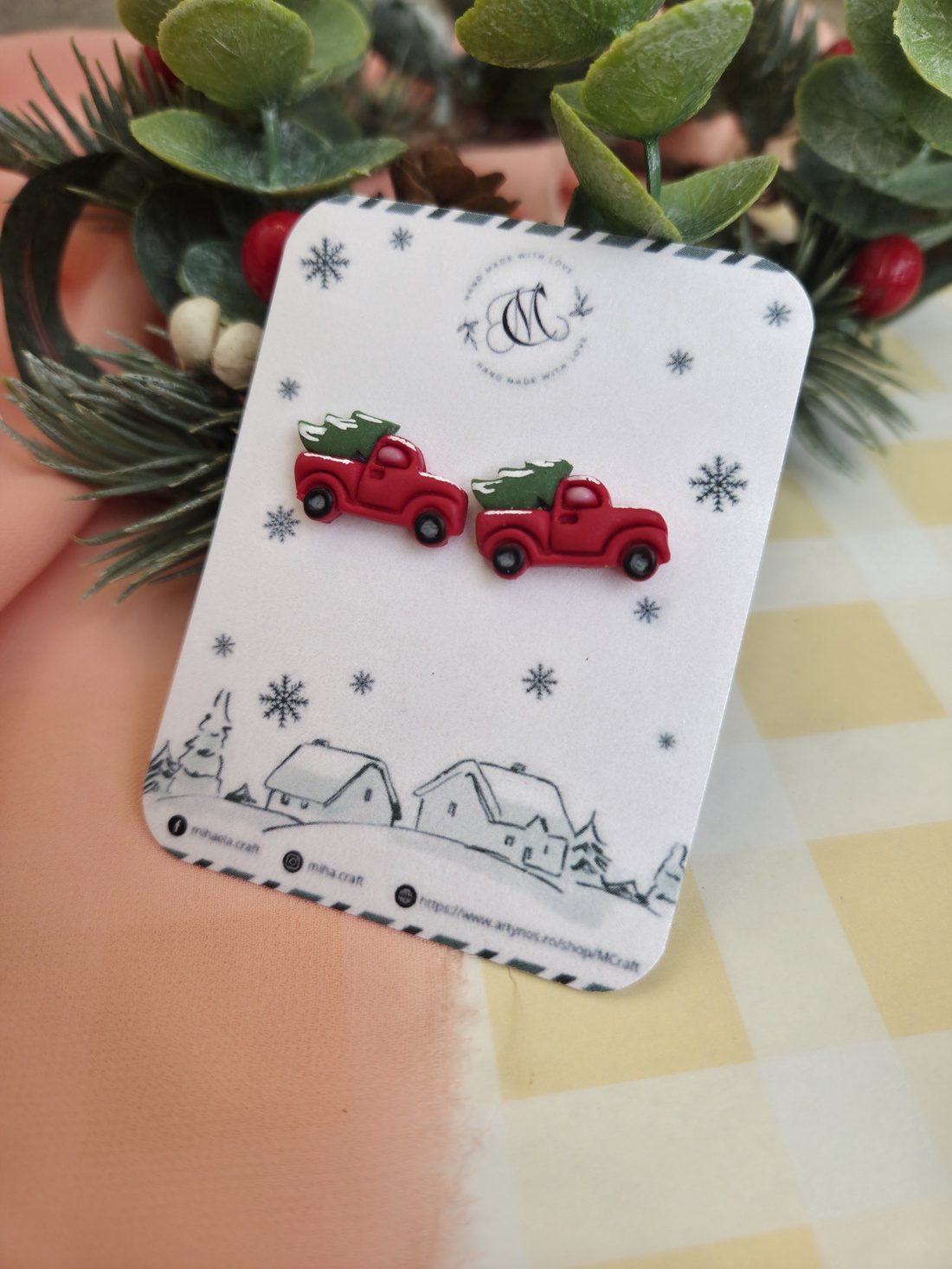 Cercei țintă mașinuță - crăciun - cadouri de moș crăciun - cadouri de moș crăciun - Artynos.ro