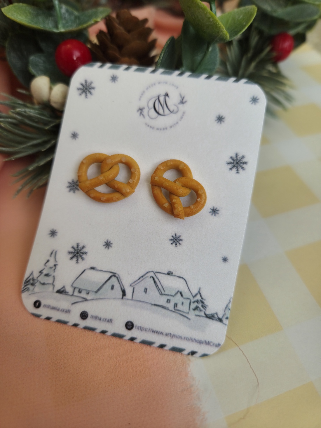 Cercei țintă covrig - crăciun - cadouri de moș crăciun - cadouri de moș crăciun - Artynos.ro