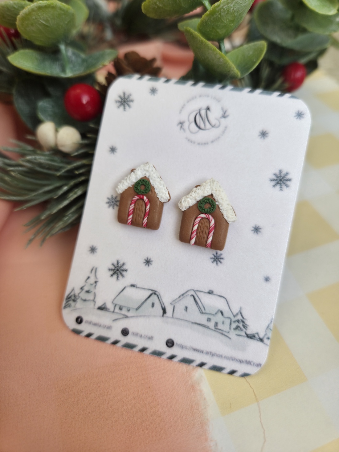 Cercei țintă căsuță de turtă dulce - crăciun - cadouri de moș crăciun - cadouri de moș crăciun - Artynos.ro