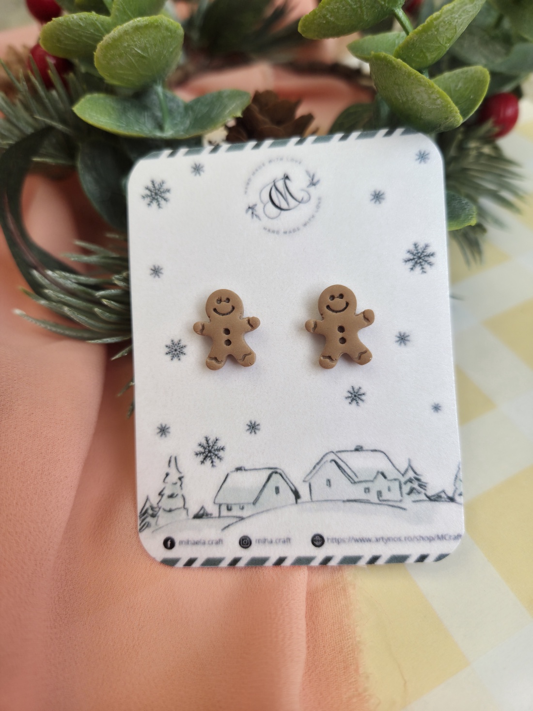 Cercei țintă omuleți de turtă dulce - crăciun - cadouri de moș crăciun - cadouri de moș crăciun - Artynos.ro