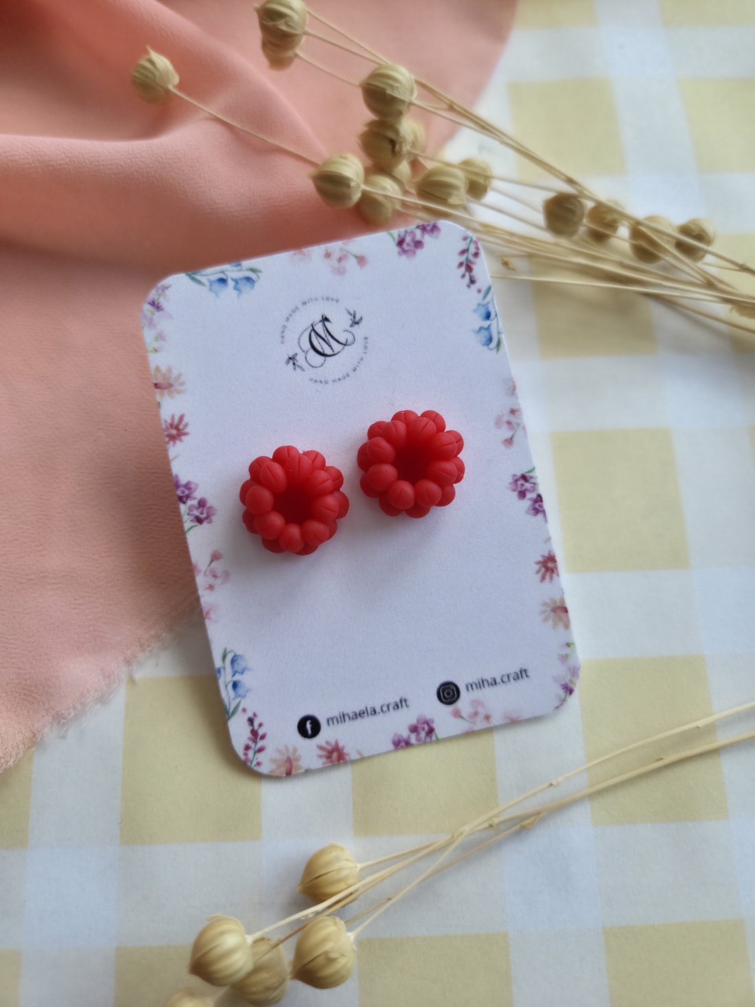 Cercei tinta zmeura - bijuterii - cercei - cercei cu figurine - Artynos.ro