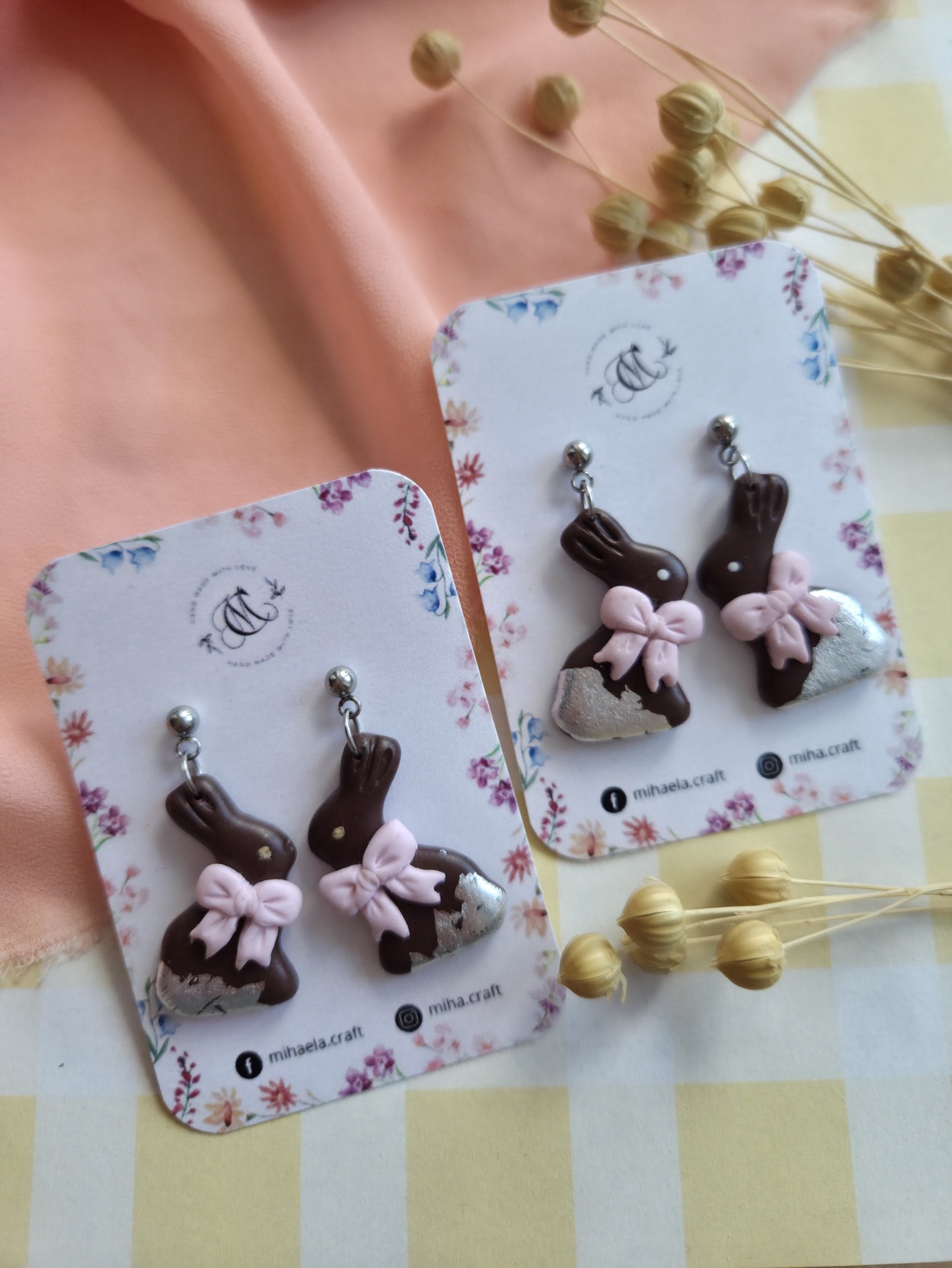 Cercei iepurași de ciocolată - bijuterii - cercei - cercei cu figurine - Artynos.ro