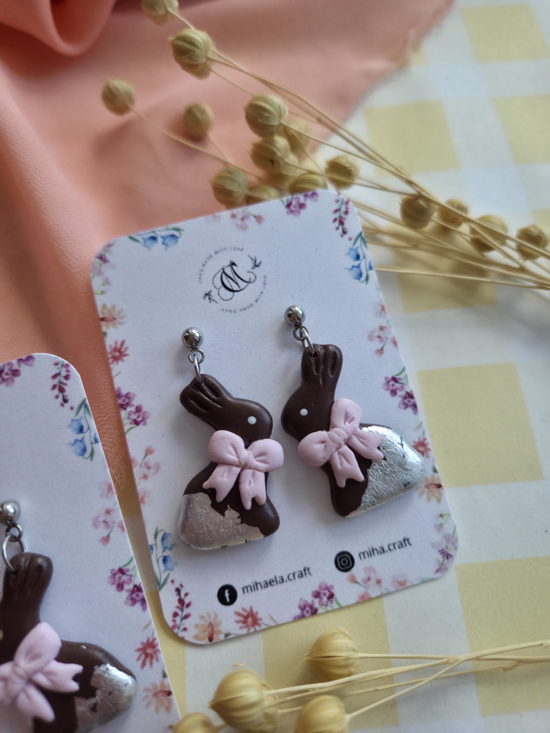 Cercei iepurași de ciocolată - bijuterii - cercei - cercei cu figurine - Artynos.ro