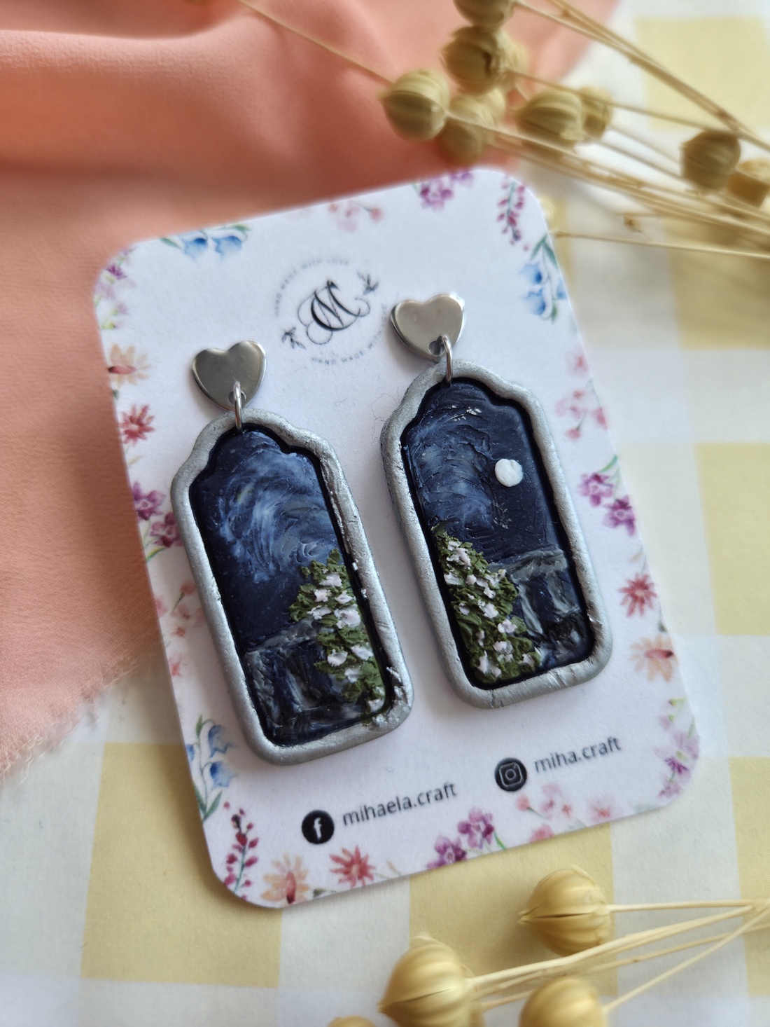 Cercei peisaj sub clar de lună - bijuterii - cercei - cercei cu figurine - Artynos.ro