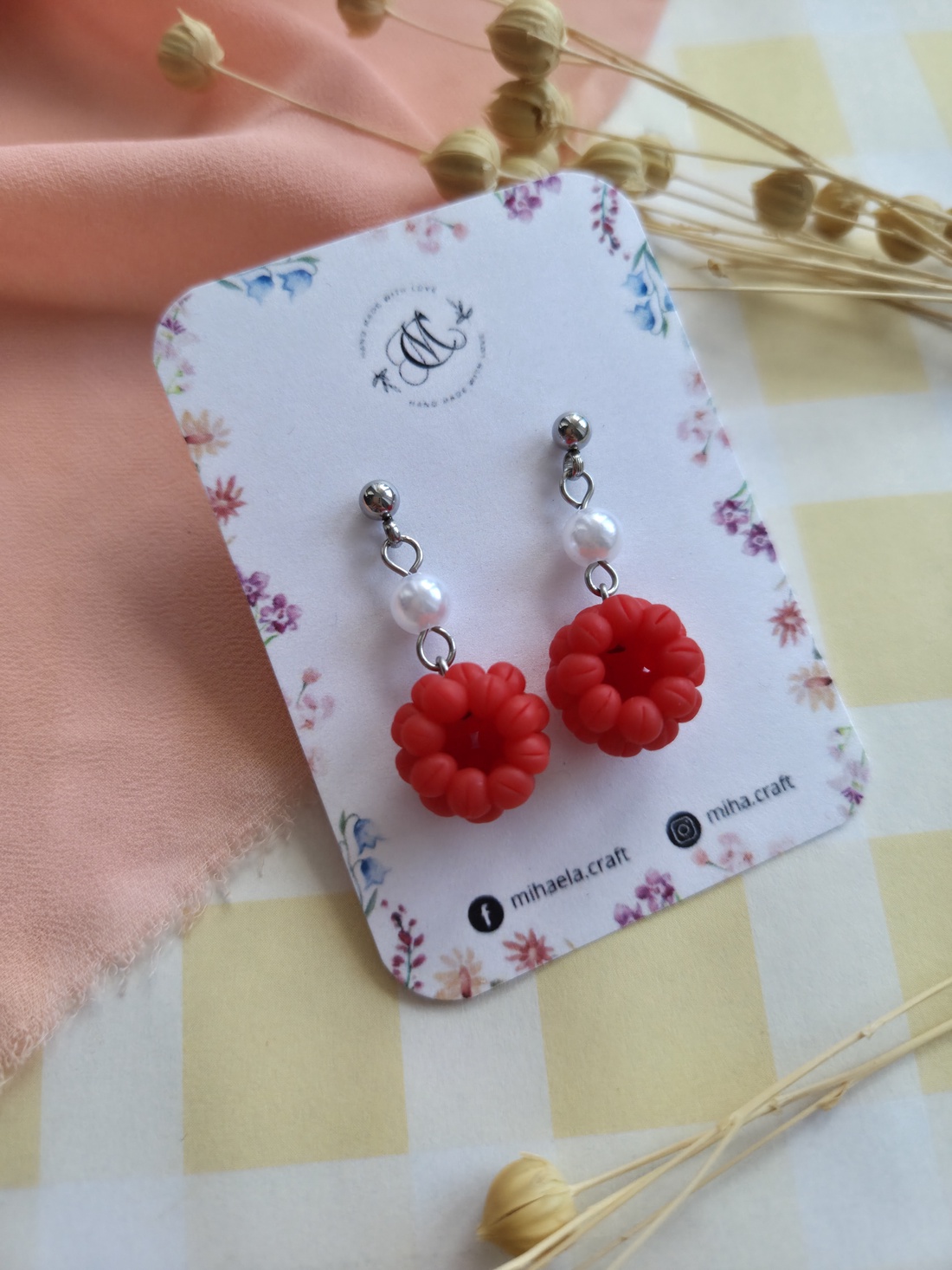 Cercei cu zmeură - bijuterii - cercei - cercei cu figurine - Artynos.ro