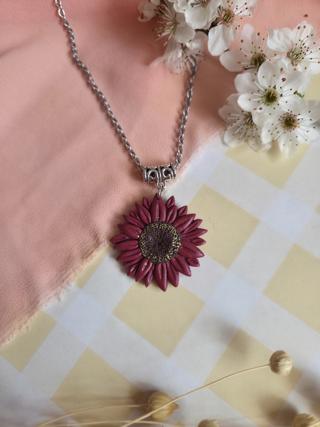 Colier cu floarea soarelui - bijuterii - coliere - pandative - Artynos.ro