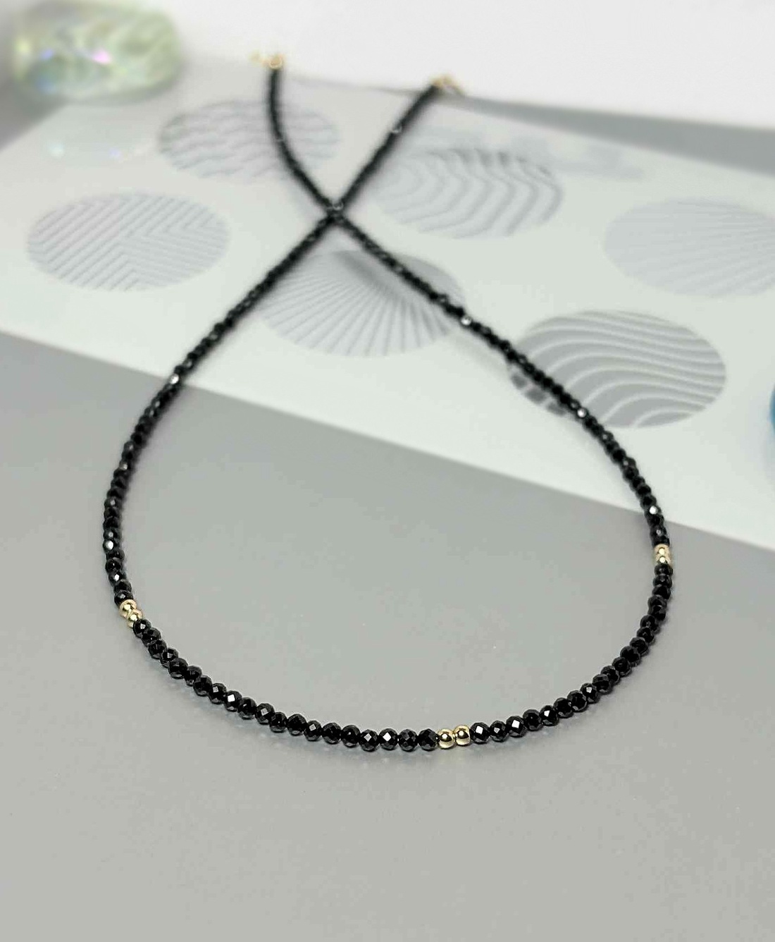 Colier turmalina neagra si aur filat de 14K - bijuterii - coliere - coliere din mărgele - Artynos.ro