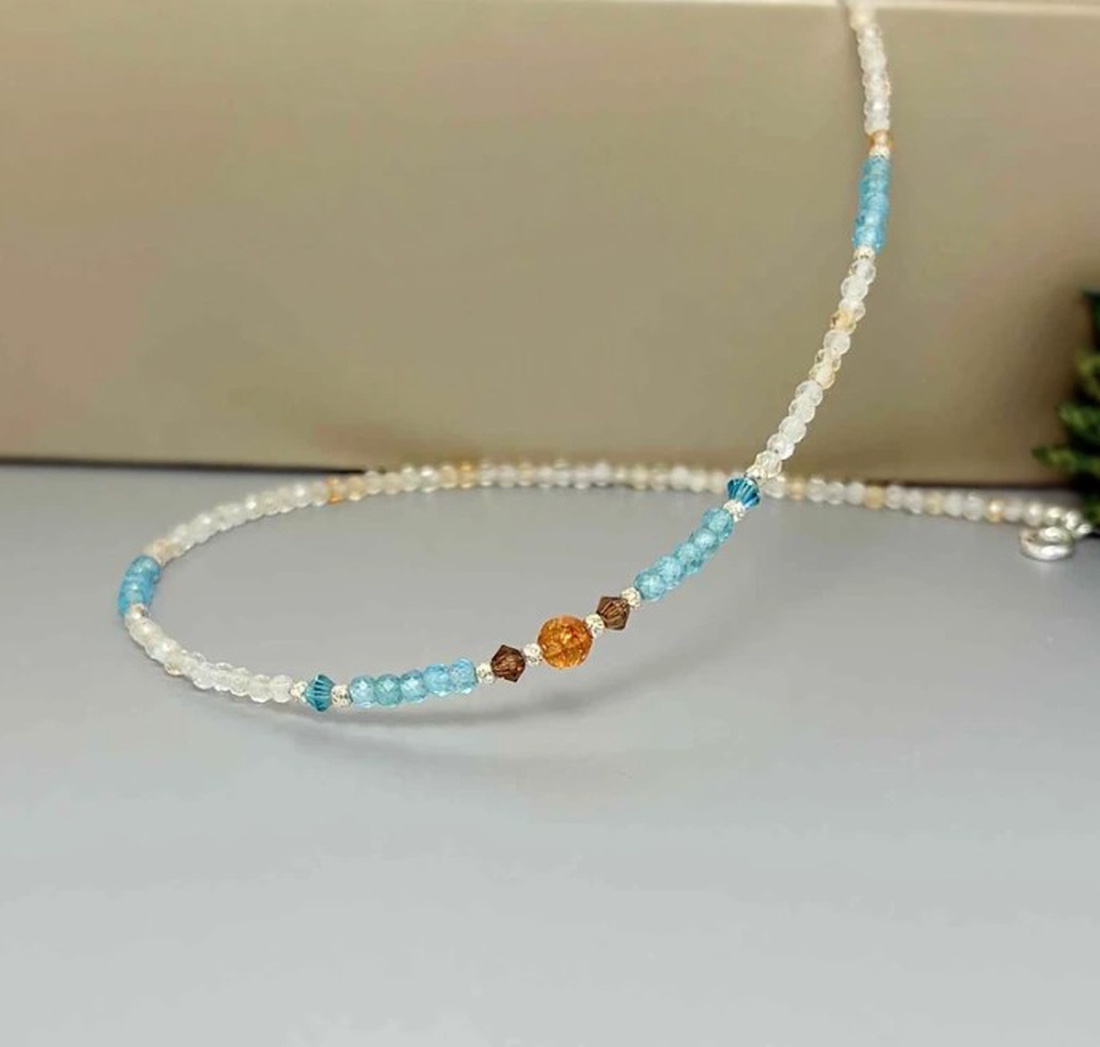 Colier citrin, apatit si cristale Preciosa - zodia scorpion - bijuterii - coliere - coliere din pietre semiprețioase - Artynos.ro