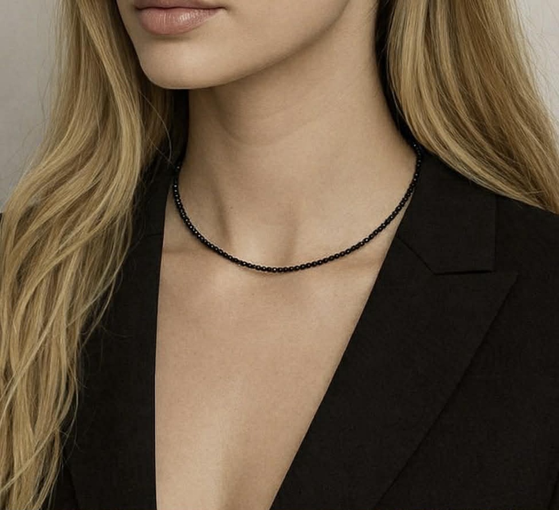 Colier turmalina neagra fatetata - bijuterii - coliere - coliere din pietre semiprețioase - Artynos.ro