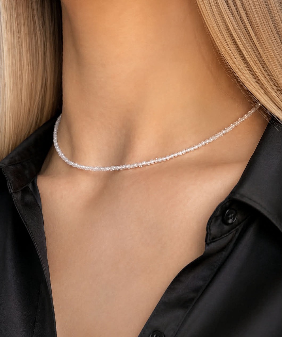 Colier minimalist cubic zirconia - Silver Stardust - bijuterii - coliere - coliere din pietre semiprețioase - Artynos.ro