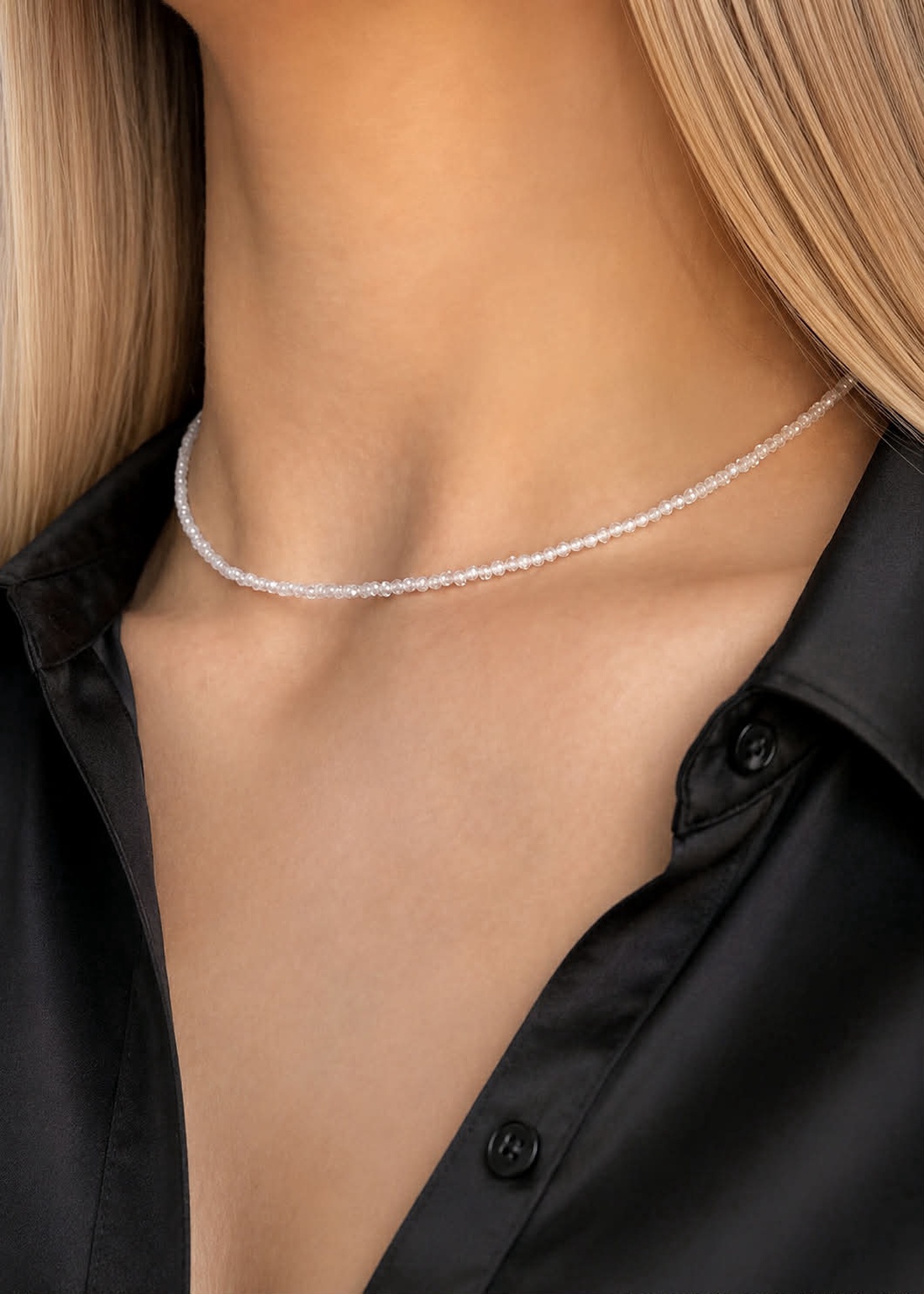 Colier minimalist cubic zirconia - Silver Stardust - bijuterii - coliere - coliere din pietre semiprețioase - Artynos.ro