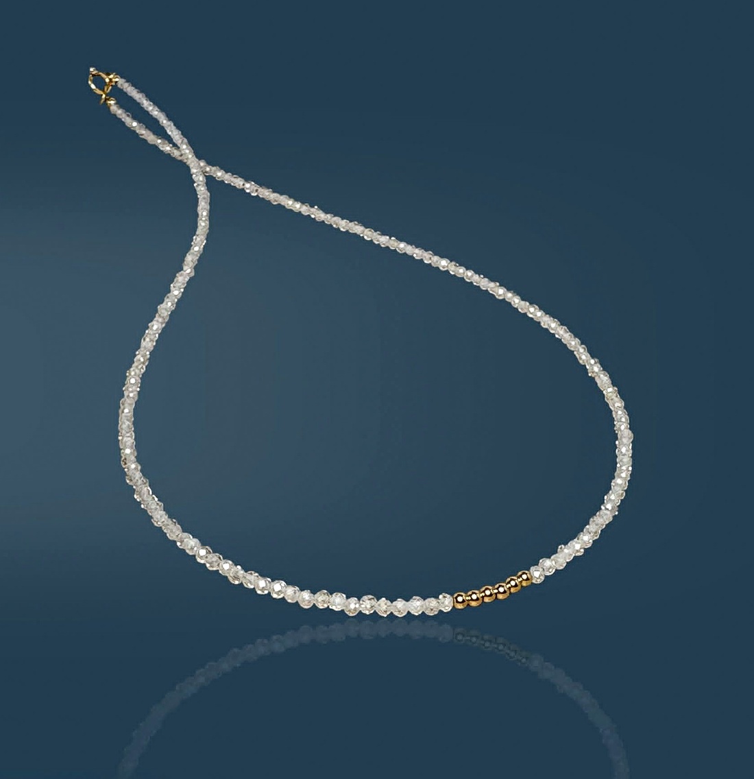 Colier cubic zirconia si aur filat de 14K - Diamond Dust - bijuterii - coliere - coliere din pietre semiprețioase - Artynos.ro