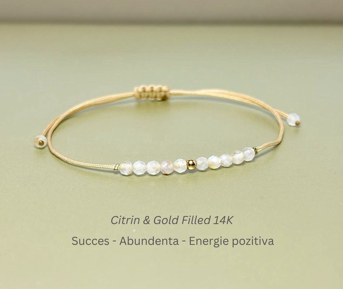 Bratara aur filat 14K / Gold Filled si citrin - Abundance Glow - bijuterii - brățări - brățări din pietre semiprețioase - Artynos.ro