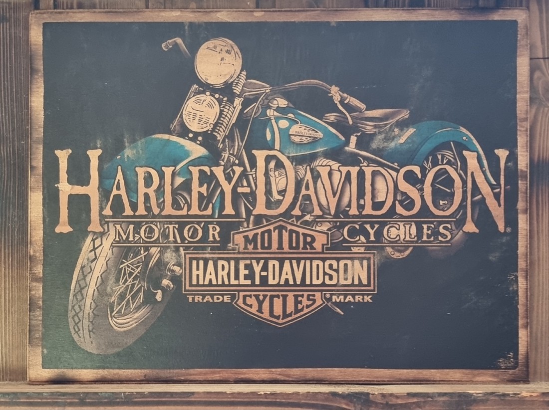 Harley Davidson imagine din lemn - casă & stil de viață - accesorii pentru decorat casa - picturi murale - artă de perete din lemn - Artynos.ro