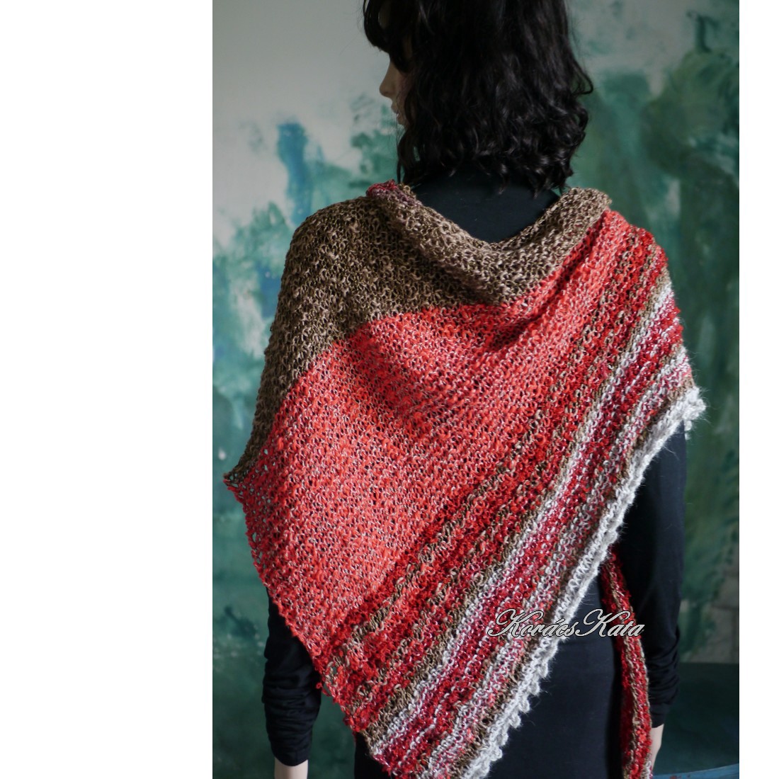 LEA PARIS SHOULDER - șal extravagant din bumbac tricotat manual, șal mare - îmbrăcăminte și modă - eșarfe, pălării, fularuri - șaluri - Artynos.ro