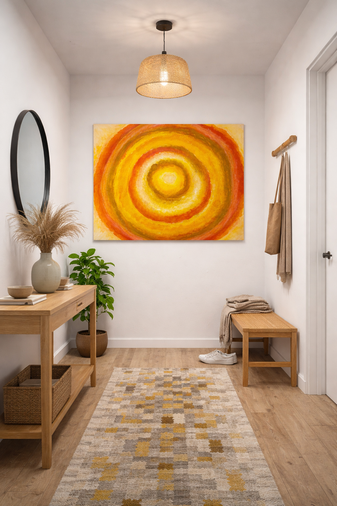 Centre - Tablou abstract în nuanțe calde - arte vizuale și accesorii  - picturi - acuarele picturi - Artynos.ro