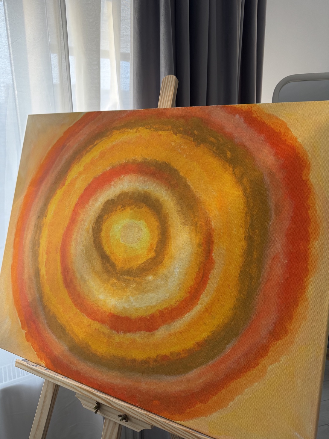 Centre - Tablou abstract în nuanțe calde - arte vizuale și accesorii  - picturi - acuarele picturi - Artynos.ro