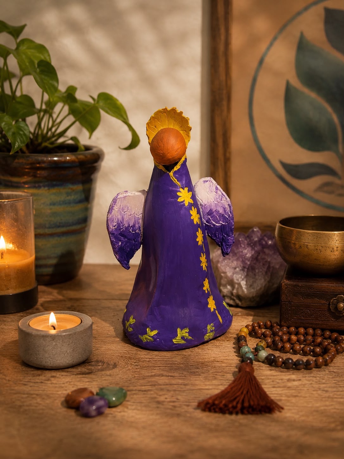 � Înger din lut handmade Îngerul luminii � cadou simbolic și decorațiune spirituală - arte vizuale și accesorii  - sculptură - sculpturi și figurine din ceramică - Artynos.ro