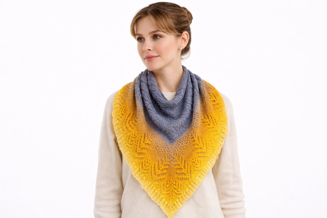 Șal tricotat manual din bumbac SUNVAWE - îmbrăcăminte și modă - eșarfe, pălării, fularuri - șaluri - Artynos.ro