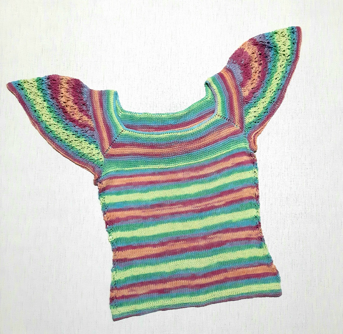 Tricou tricotat manual din bumbac Butterfly - îmbrăcăminte și modă - haine damă - tricou și top de damă - Artynos.ro