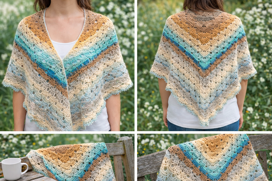 Șal croșetat manual din fir cu lână și alpaca Peru - îmbrăcăminte și modă - eșarfe, pălării, fularuri - șaluri - Artynos.ro