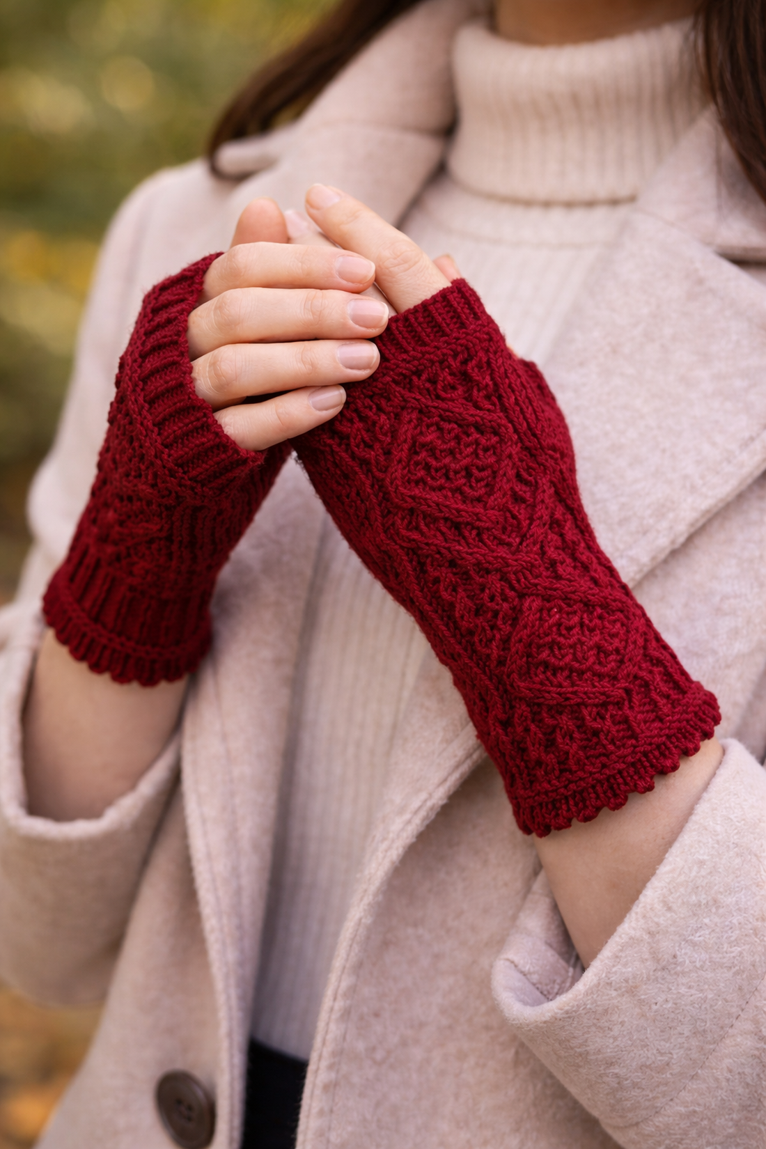 Mănuși lungi fără degete tricotate manual din fir cu lână - îmbrăcăminte și modă - eșarfe, pălării, fularuri - mănușă - Artynos.ro