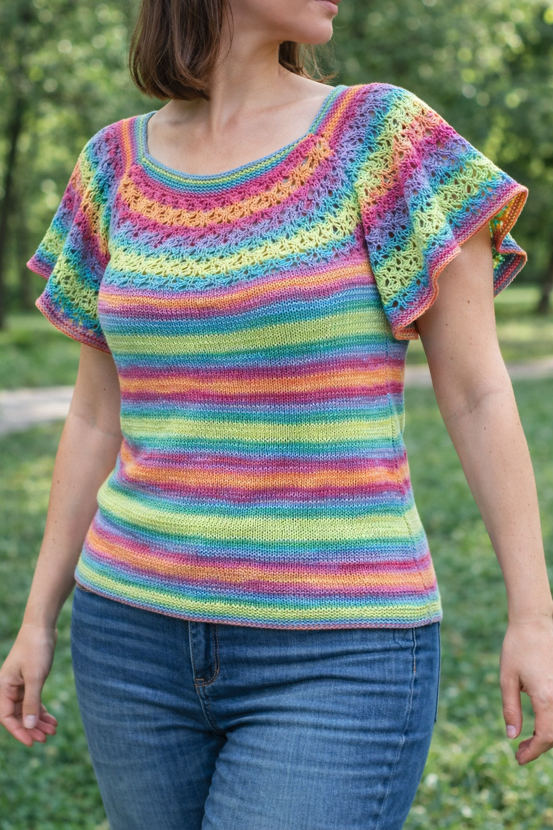 Tricou tricotat manual din bumbac Butterfly - îmbrăcăminte și modă - haine damă - tricou și top de damă - Artynos.ro