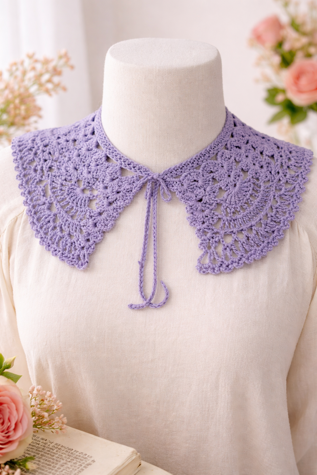 Guler decorativ croșetat manual din bumbac - bijuterii - coliere - chockere - Artynos.ro