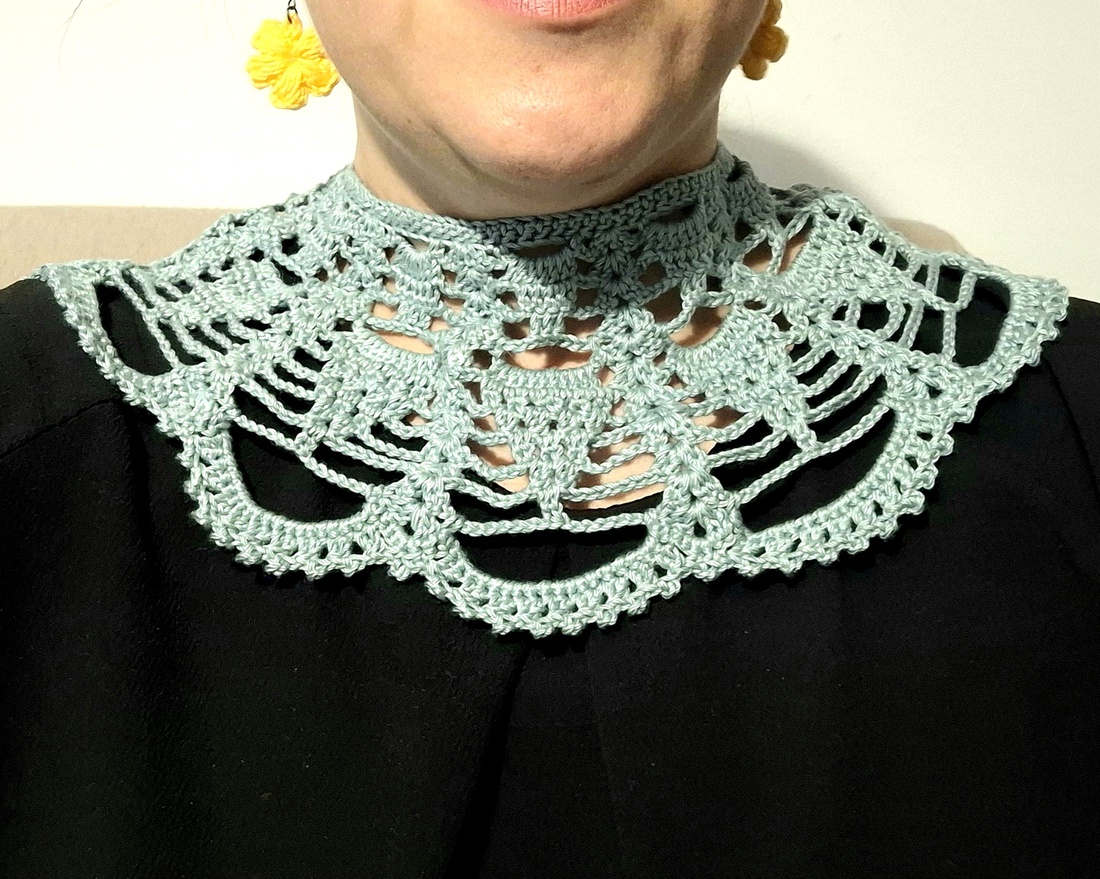 Guler decorativ croșetat manual din bumbac - bijuterii - coliere - chockere - Artynos.ro